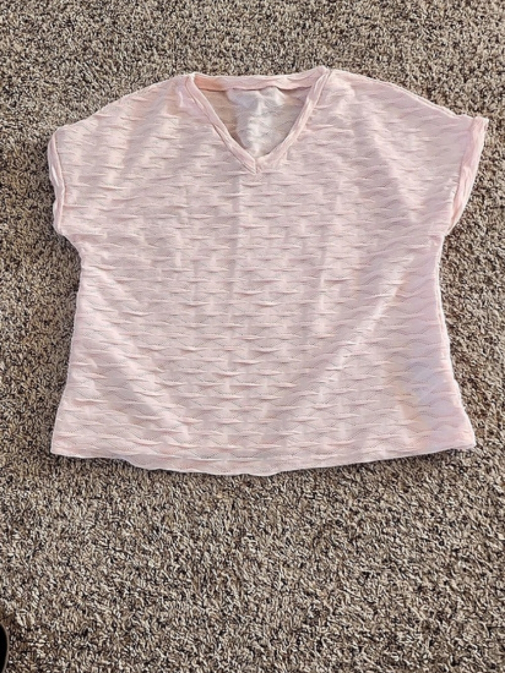 Pink V-Neck Short Sleeve Top